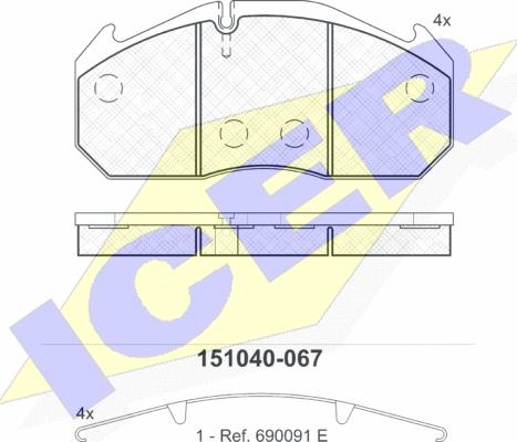 Icer 151040 - Kit pastiglie freno, Freno a disco autozon.pro