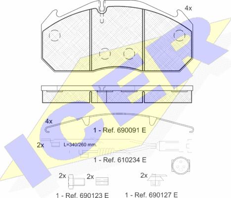 Icer 151040-112 - Kit pastiglie freno, Freno a disco autozon.pro