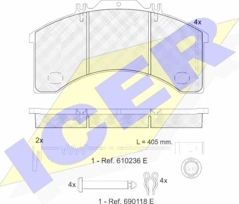 Icer 151043-110 - Kit pastiglie freno, Freno a disco autozon.pro