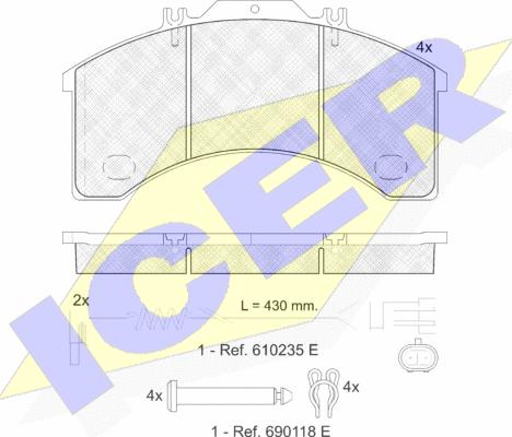 Icer 151043-111 - Kit pastiglie freno, Freno a disco autozon.pro