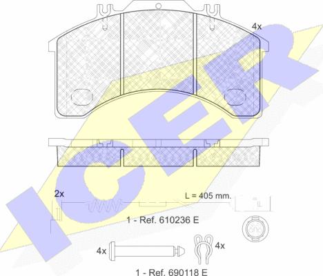 Icer 151042-110 - Kit pastiglie freno, Freno a disco autozon.pro