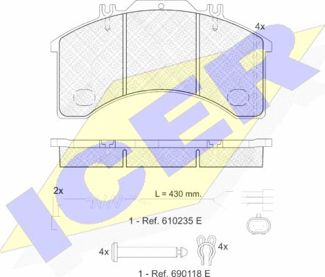 Icer 151042-111 - Kit pastiglie freno, Freno a disco autozon.pro