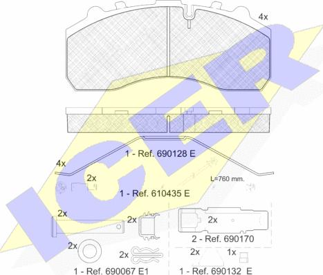 Icer 151194-225 - Kit pastiglie freno, Freno a disco autozon.pro