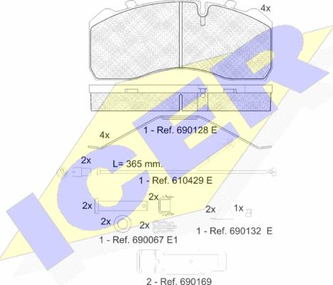 Icer 151254-225 - Kit pastiglie freno, Freno a disco autozon.pro