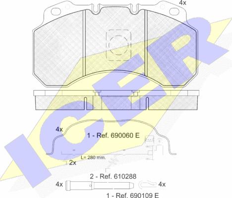 Icer 151280-119 - Kit pastiglie freno, Freno a disco autozon.pro