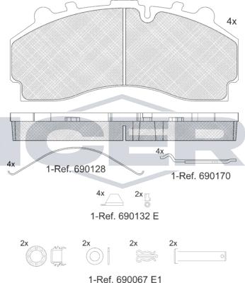 Icer 152456-066 - Kit pastiglie freno, Freno a disco autozon.pro