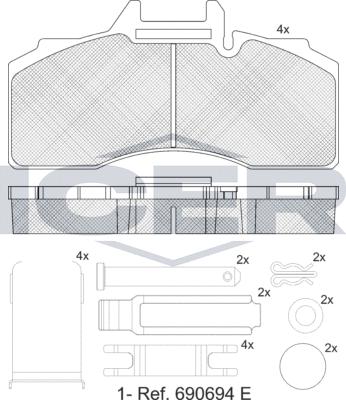 Icer 152046-066 - Kit pastiglie freno, Freno a disco autozon.pro