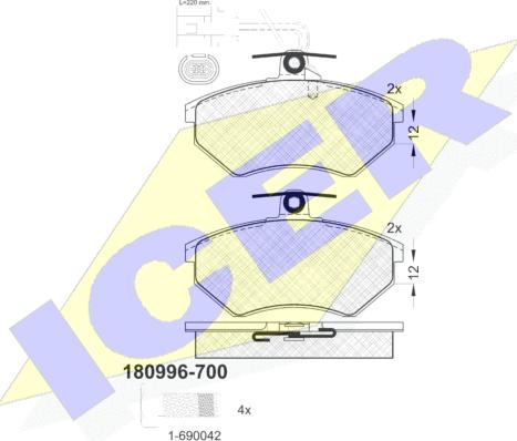 Icer 180996-700 - Kit pastiglie freno, Freno a disco autozon.pro