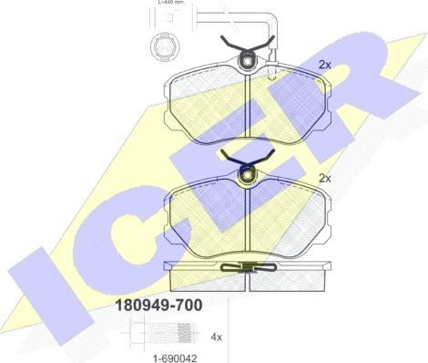 Icer 180949-700 - Kit pastiglie freno, Freno a disco autozon.pro