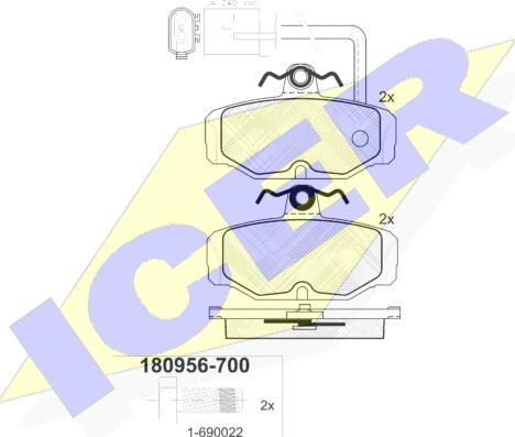 Icer 180956-700 - Kit pastiglie freno, Freno a disco autozon.pro