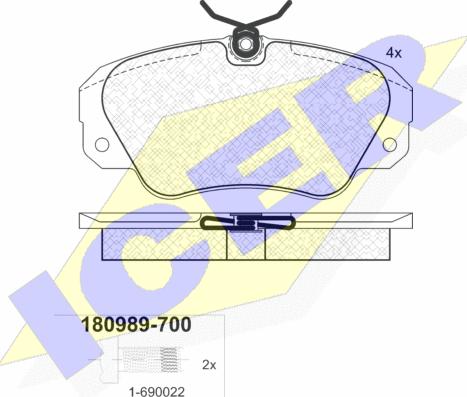 Icer 180989-700 - Kit pastiglie freno, Freno a disco autozon.pro