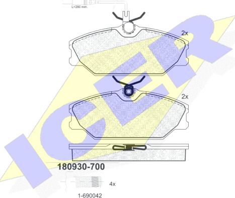 Icer 180930-700 - Kit pastiglie freno, Freno a disco autozon.pro