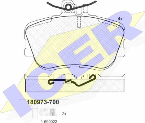 Icer 180973-700 - Kit pastiglie freno, Freno a disco autozon.pro