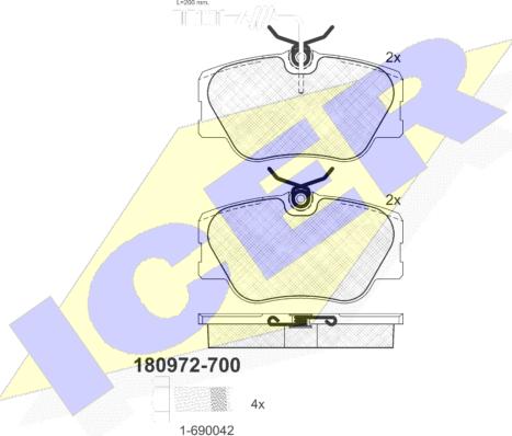 Icer 180972-700 - Kit pastiglie freno, Freno a disco autozon.pro