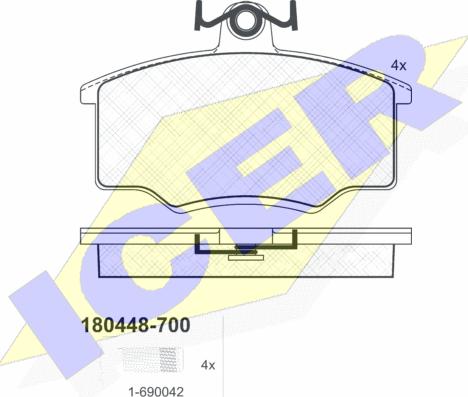 Icer 180448-700 - Kit pastiglie freno, Freno a disco autozon.pro