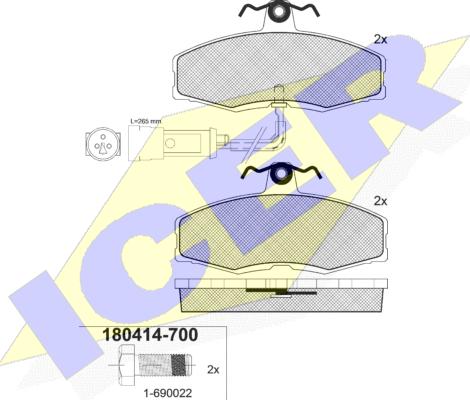 Icer 180414-700 - Kit pastiglie freno, Freno a disco autozon.pro