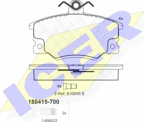 Icer 180415-700 - Kit pastiglie freno, Freno a disco autozon.pro