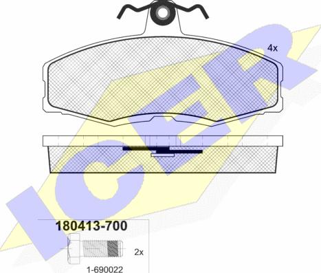 Icer 180413-700 - Kit pastiglie freno, Freno a disco autozon.pro