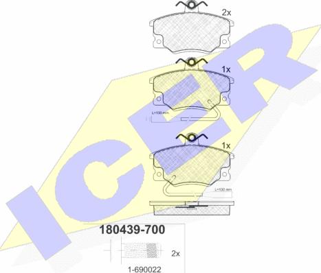 Icer 180439-700 - Kit pastiglie freno, Freno a disco autozon.pro