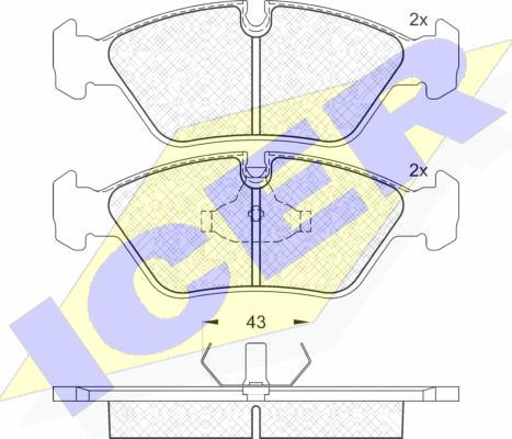 Icer 180423 - Kit pastiglie freno, Freno a disco autozon.pro