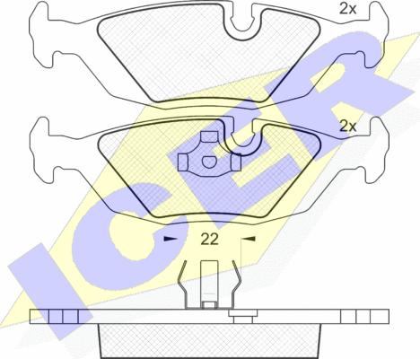 Icer 180422 - Kit pastiglie freno, Freno a disco autozon.pro