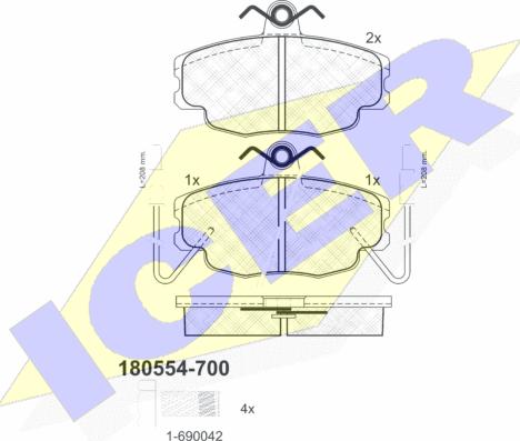 Icer 180554-700 - Kit pastiglie freno, Freno a disco autozon.pro