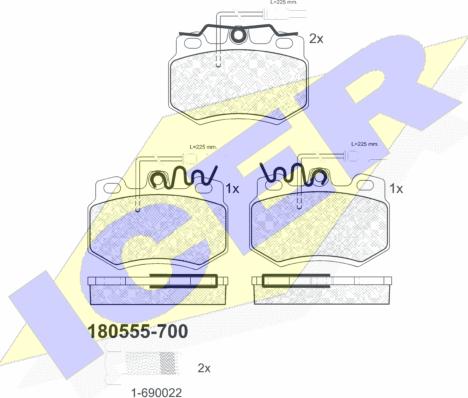 Icer 180555-700 - Kit pastiglie freno, Freno a disco autozon.pro