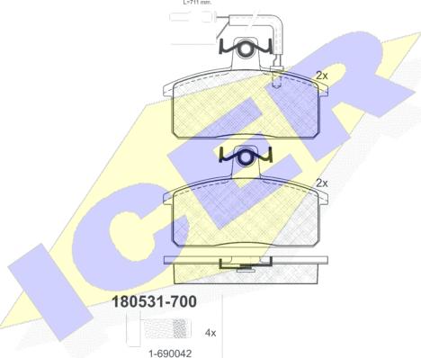 Icer 180531-700 - Kit pastiglie freno, Freno a disco autozon.pro