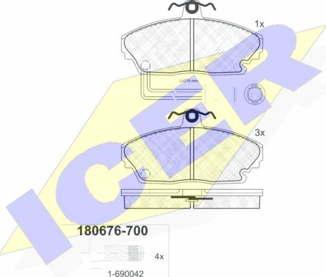 Icer 180676-700 - Kit pastiglie freno, Freno a disco autozon.pro