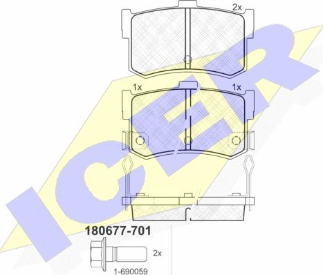 Icer 180677-701 - Kit pastiglie freno, Freno a disco autozon.pro