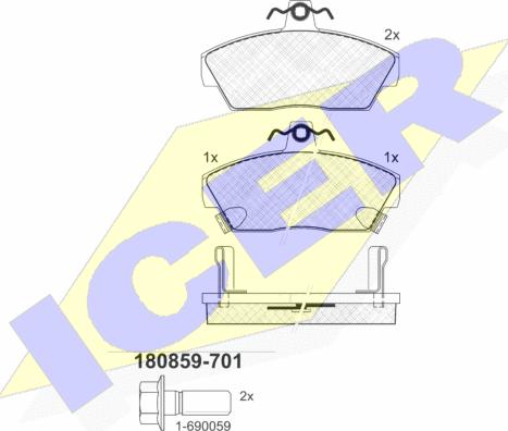 Icer 180859-701 - Kit pastiglie freno, Freno a disco autozon.pro