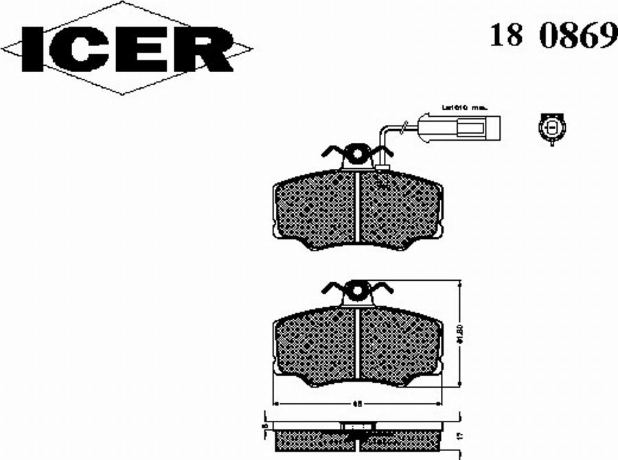 Icer 180869 - Kit pastiglie freno, Freno a disco autozon.pro