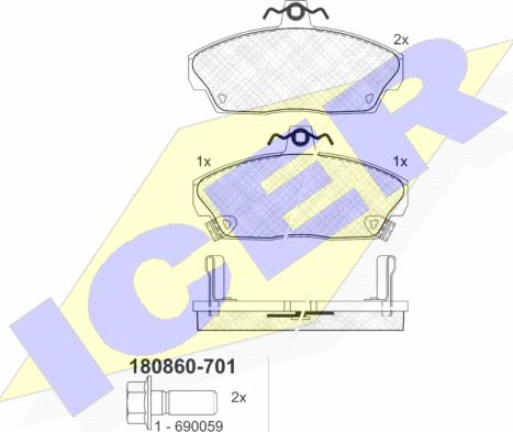 Icer 180860-701 - Kit pastiglie freno, Freno a disco autozon.pro