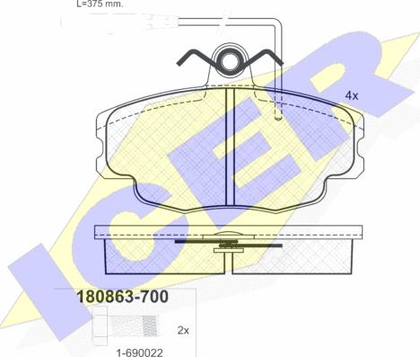 Icer 180863-700 - Kit pastiglie freno, Freno a disco autozon.pro