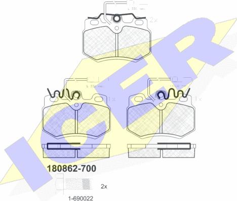 Icer 180862-700 - Kit pastiglie freno, Freno a disco autozon.pro