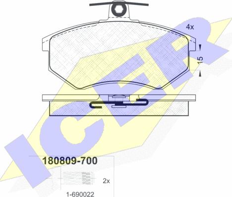 Icer 180809-700 - Kit pastiglie freno, Freno a disco autozon.pro