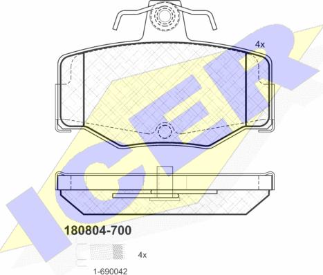 Icer 180804-700 - Kit pastiglie freno, Freno a disco autozon.pro