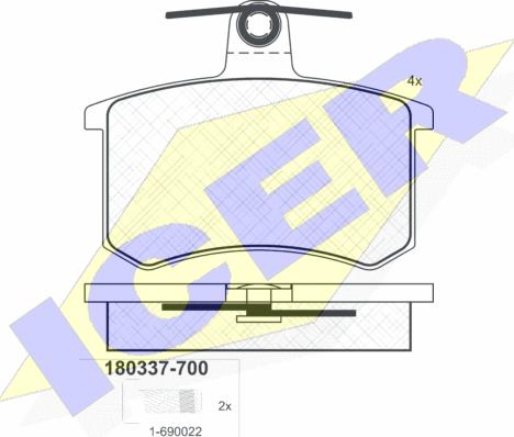 Icer 180337-700 - Kit pastiglie freno, Freno a disco autozon.pro