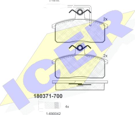 Icer 180371-700 - Kit pastiglie freno, Freno a disco autozon.pro