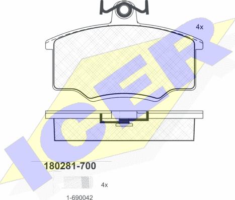 Icer 180281-700 - Kit pastiglie freno, Freno a disco autozon.pro