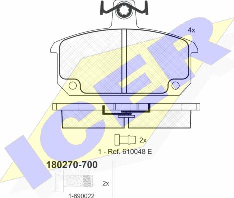 Icer 180270-700 - Kit pastiglie freno, Freno a disco autozon.pro