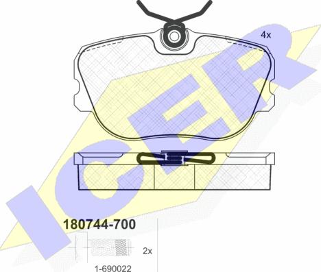 Icer 180744-700 - Kit pastiglie freno, Freno a disco autozon.pro