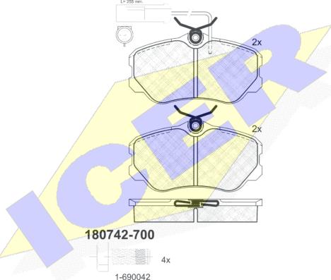 Icer 180742-700 - Kit pastiglie freno, Freno a disco autozon.pro