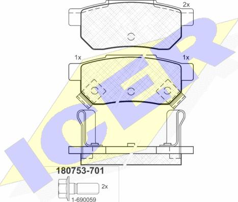 Icer 180753-701 - Kit pastiglie freno, Freno a disco autozon.pro