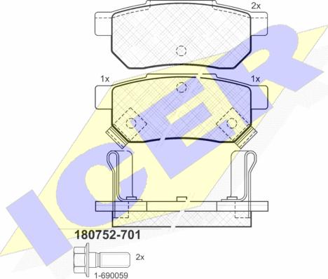 Icer 180752-701 - Kit pastiglie freno, Freno a disco autozon.pro