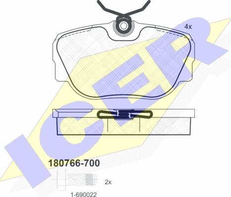 Icer 180766-700 - Kit pastiglie freno, Freno a disco autozon.pro