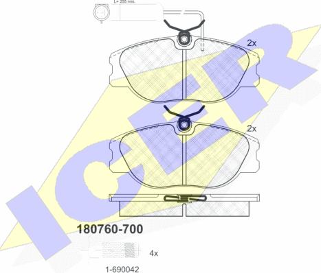 Icer 180760-700 - Kit pastiglie freno, Freno a disco autozon.pro