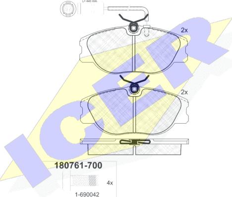 Icer 180761-700 - Kit pastiglie freno, Freno a disco autozon.pro