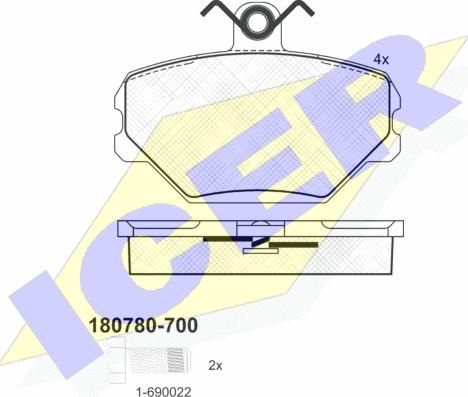 Icer 180780-700 - Kit pastiglie freno, Freno a disco autozon.pro