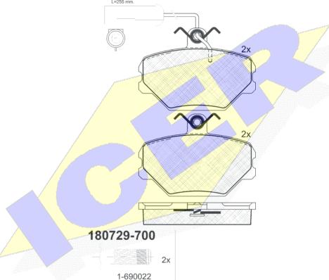 Icer 180729-700 - Kit pastiglie freno, Freno a disco autozon.pro